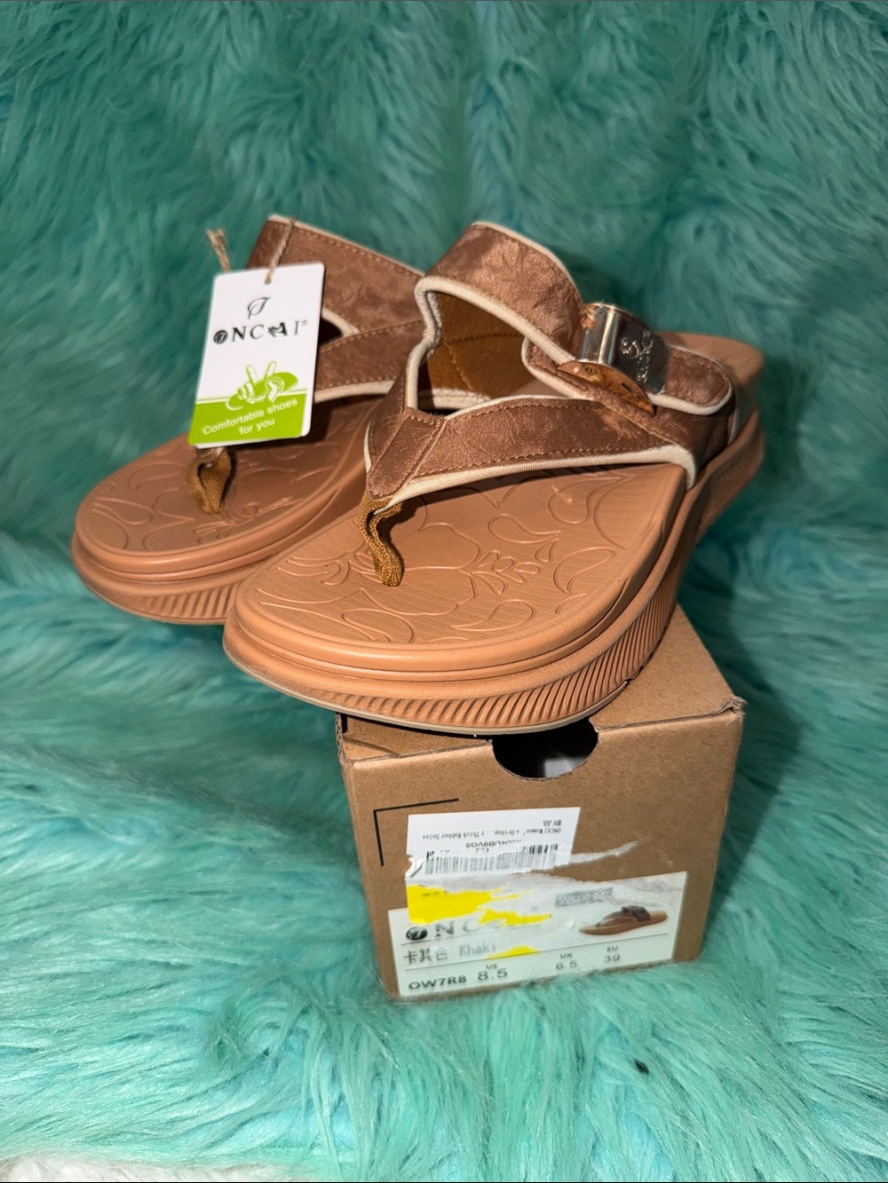 NIB NONCAI Women’s Orthopedic Platform Flip Flops with Arch Support 8.5